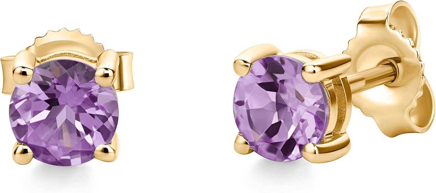 Orovi Round 14K Gold Earrings for Women in Solid 14K White/Yellow Gold 585 with Topaz/Amethyst/Sapphire Gemstones, Stud Earrings For Women Hypoallergenic, Women's Jewelry Delivered in Jewelry Box