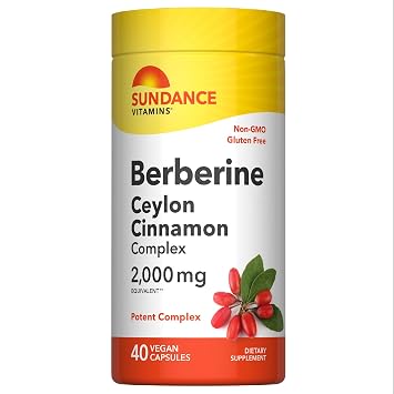 Sundance Berberine with Ceylon Cinnamon Capsules | Vegetarian, Non-GMO & Gluten Free Supplement