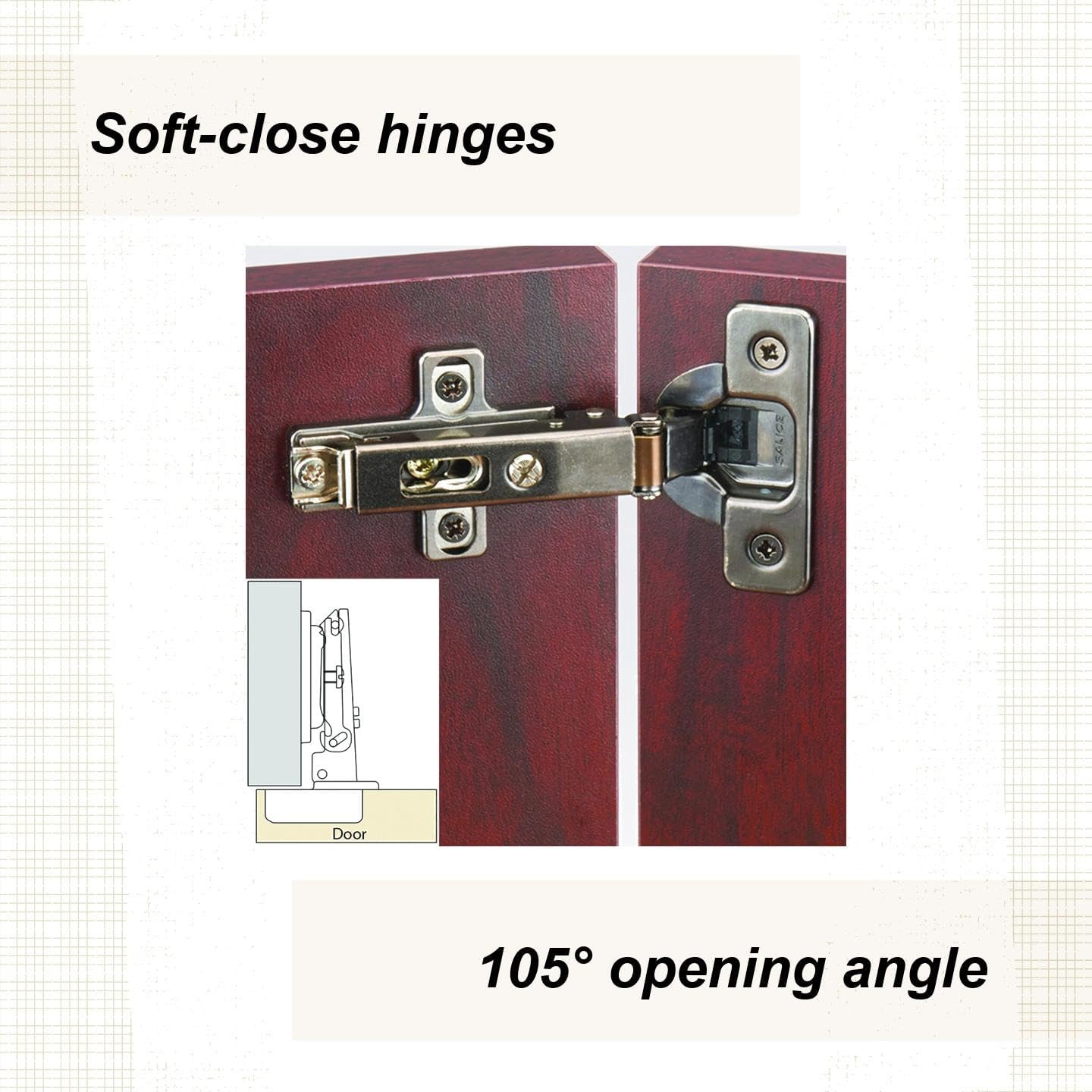 Salice Silentia 105 Degree Soft Close 11/16" Overlay Hinge, Titanium Finish Pair