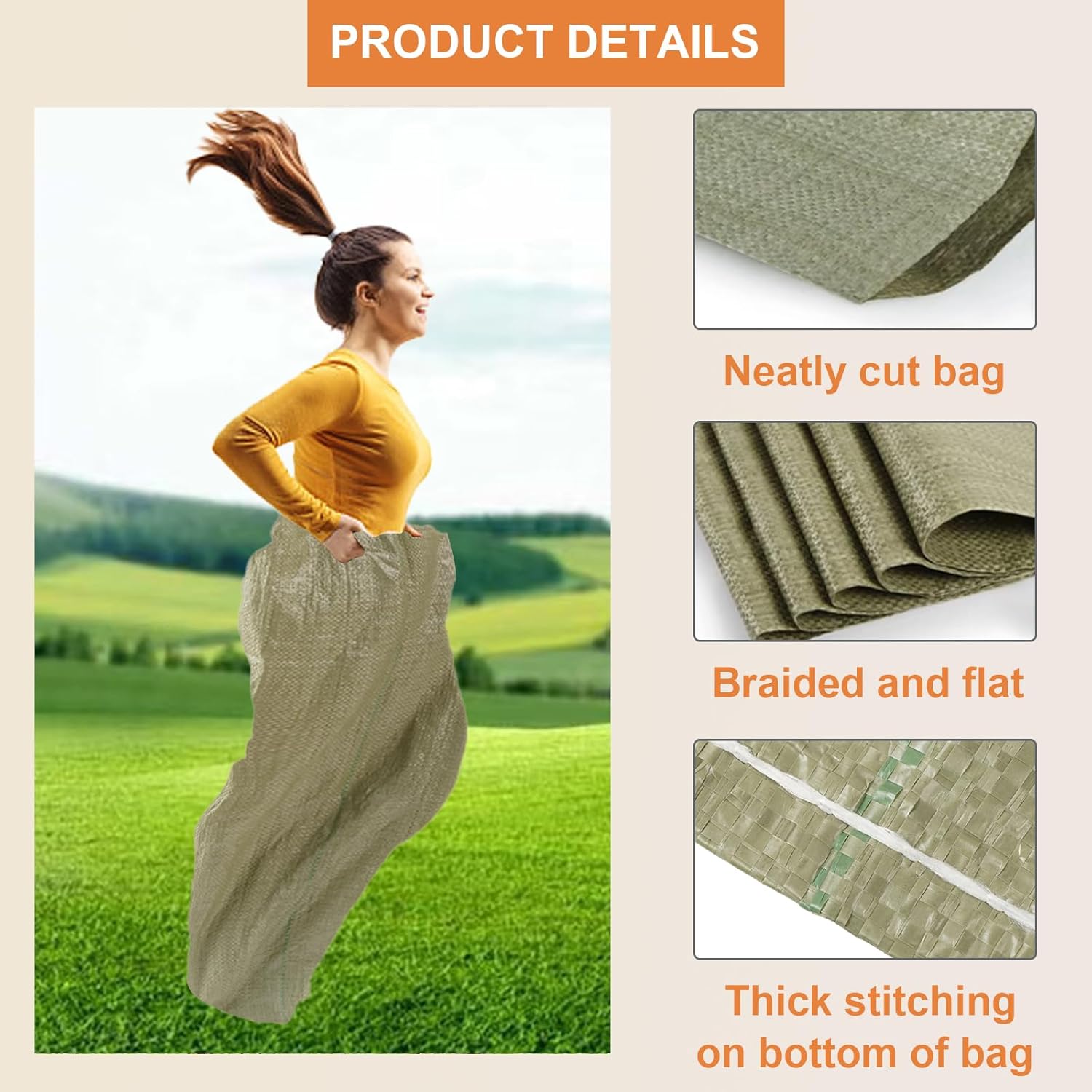 20Pcs Potato Sack Race Bags Large Size Game Race Bag Set Suitable for Carnival Easter Christmas Outside Lawn Sports Games, Birthday Parties, Outdoor Family Gatherings, Barbecues