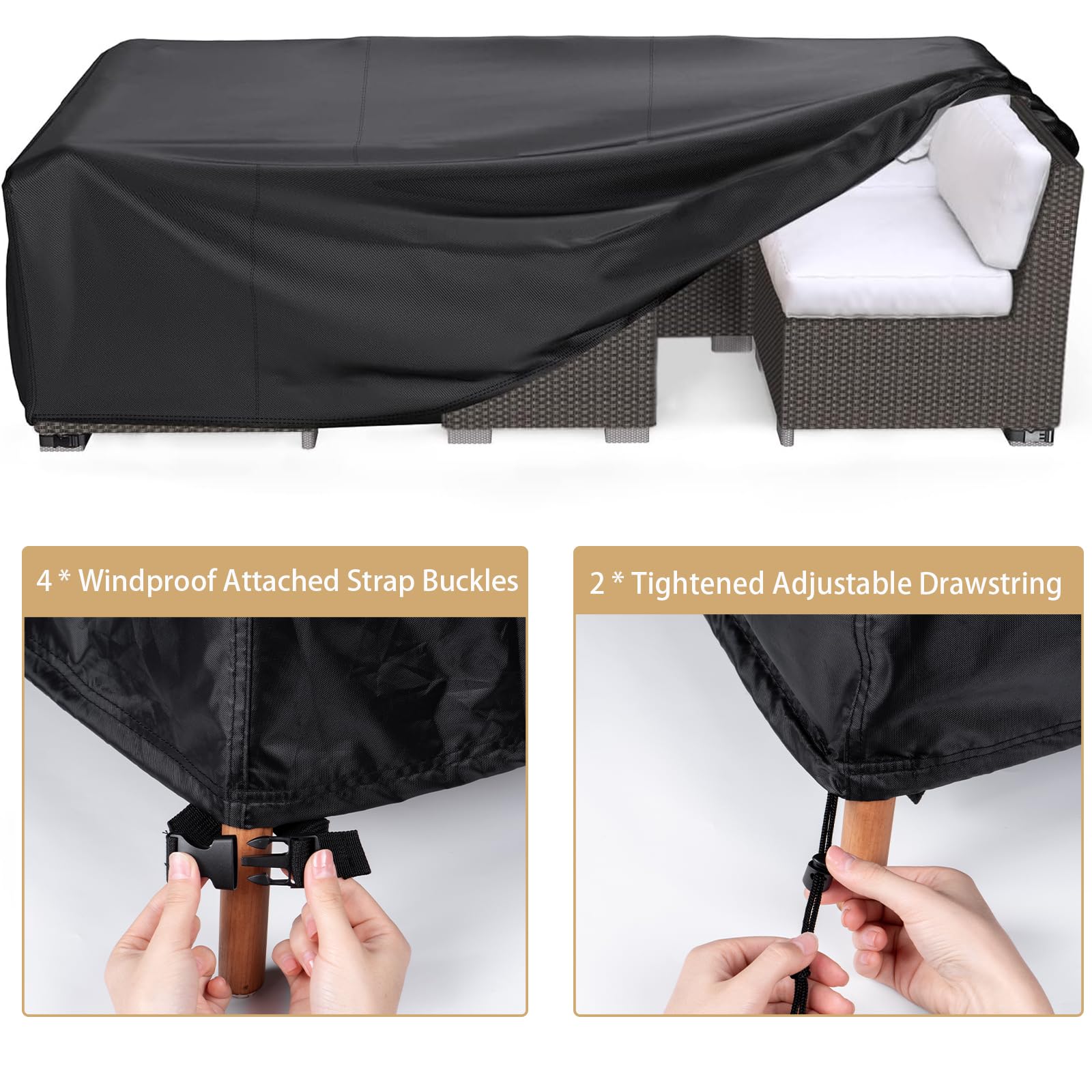 Housse Table De Jardin, Bache De Protection Exterieur, 420D Oxford Tissu Housses pour Mobilier De Jardin Imperméable et indéchirable