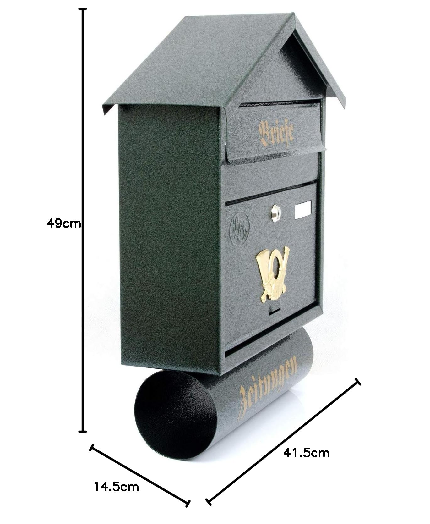 Pachurka & Dąże Großer Briefkästen XXL Zeitungsrolle Retro Design Antik Grün T3/T 0.8mm Stark