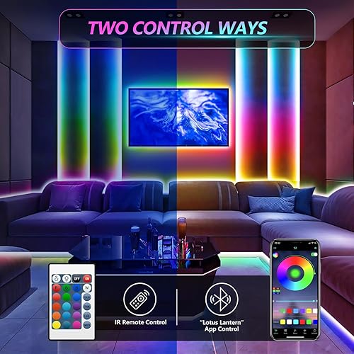 Miniatura 9 de HOUHUI Luces LED para TV de 32 a 65 pulgadas, tira de luces LED RGB de 2 x 13 pies para retroiluminación de TV, control de aplicación,