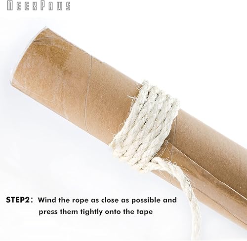 Miniatura 3 de MEEXPAWS Repuesto de cuerda de sisal fuerte natural para postes rascadores de gatos  Cintas adhesivas para enrollar fácil y apretadas  Diámetro de