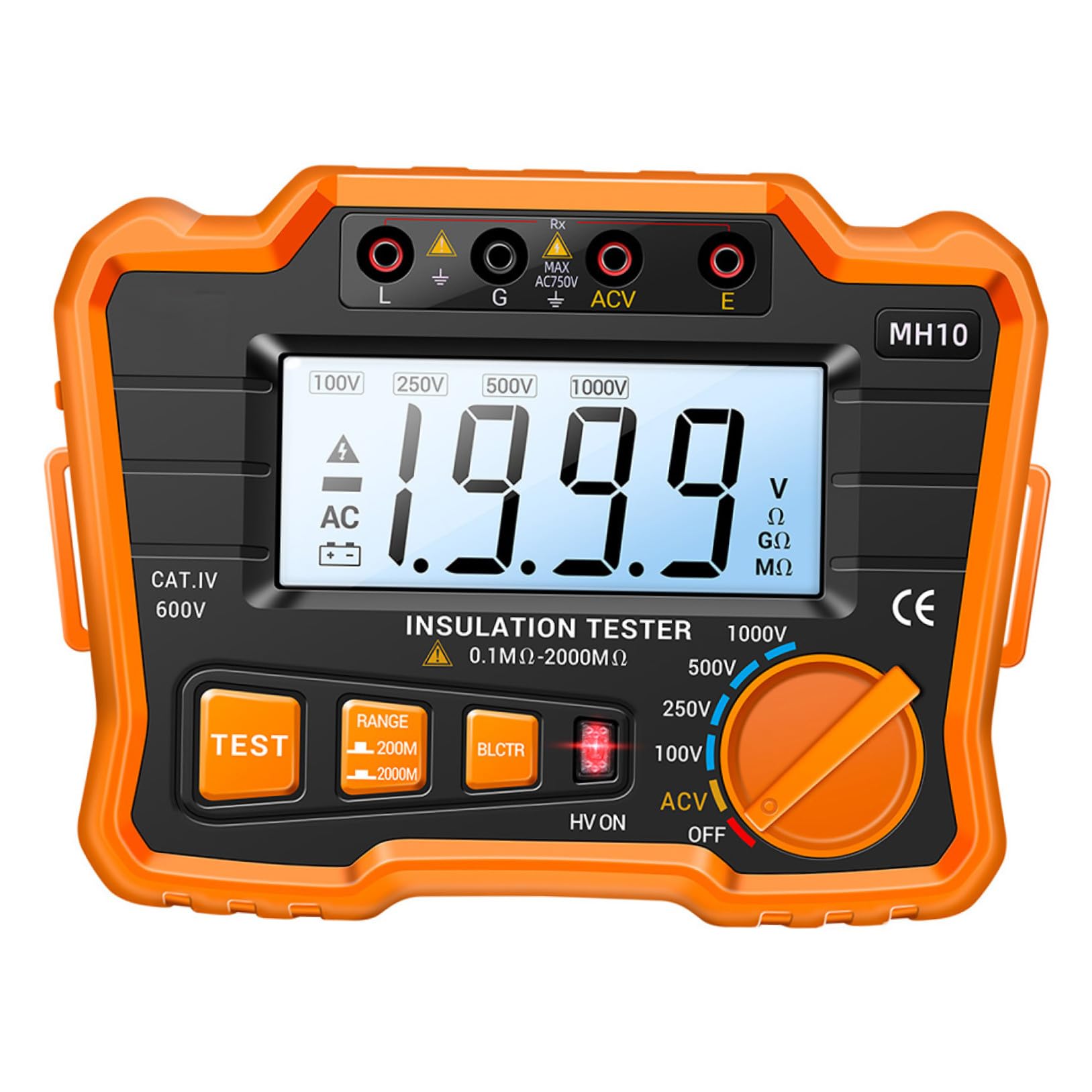 Ipetboom Tester di a di Tensione di Isolamento Misuratore di Elettrica in Abs Digitale Display Lcd Retroilluminato per Cavi di Alimentazione e Condensatori