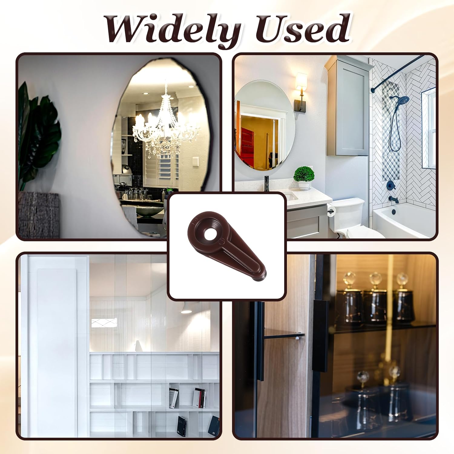 SHENLIU 50 Pack Glass Retainer Clips, Glass Cabinet Clips Brown Window Screen Clip Mirror Holder Clip Kit with Metal Screws for Fixing Window Glasses Cabinet Doors