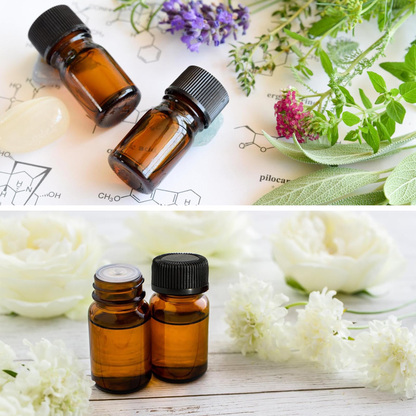 Mini-Flaschen Für Ätherische Öle, 100 Stück 2ml Braune Leere Glasflaschen, Fläschchen für Ätherische Öle, Mini Glasflasche mit Trichter und Flaschenöffner für Ätherisches Öl, Aromatherapie, Massagen Kosmetik