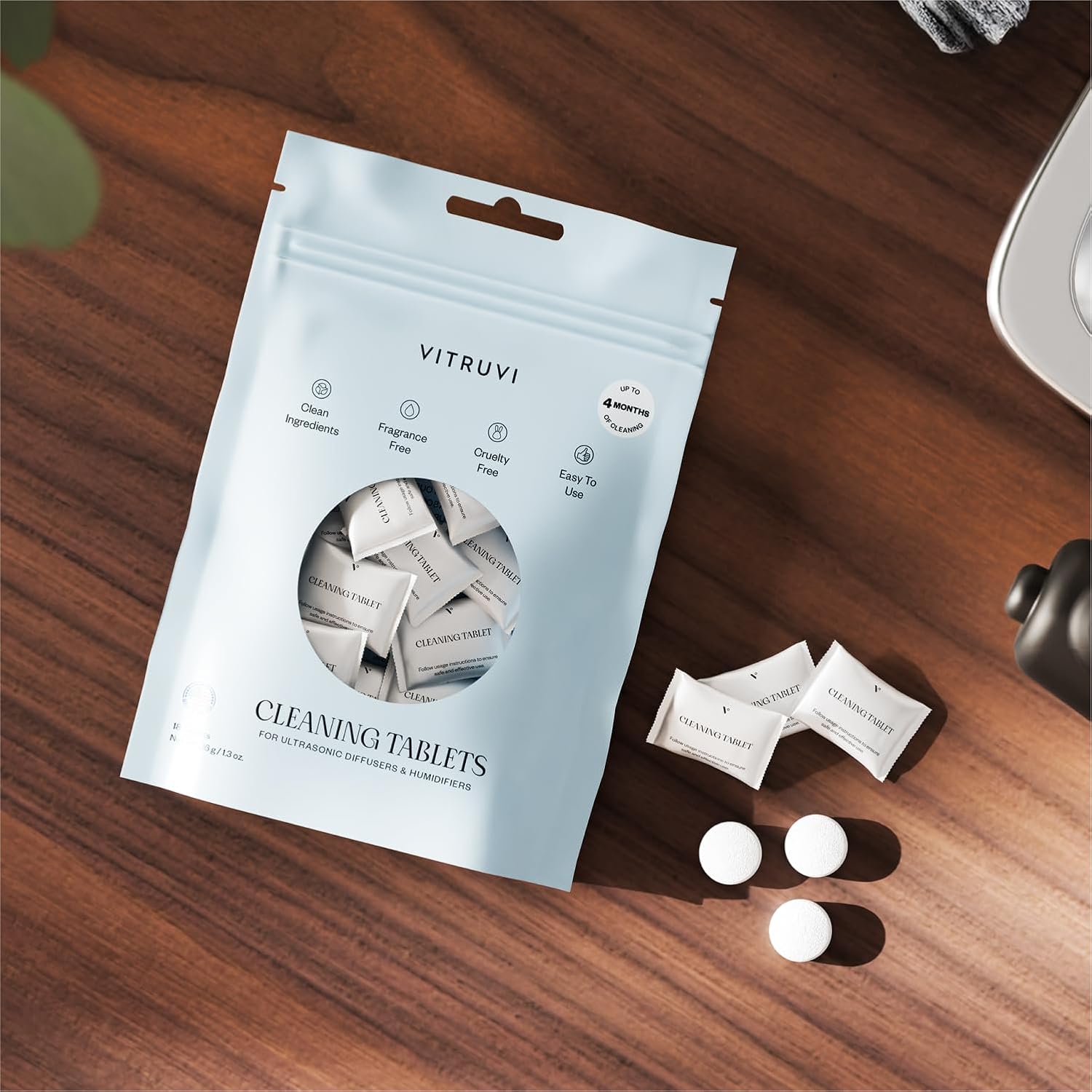 Vitruvi Cloud Humidifer & Cleaning Tablets Bundle | Removes Stains & Residue, Enhance Performance | 602ft Coverage, Large Home Bedroom - Includes 3 Month Filter