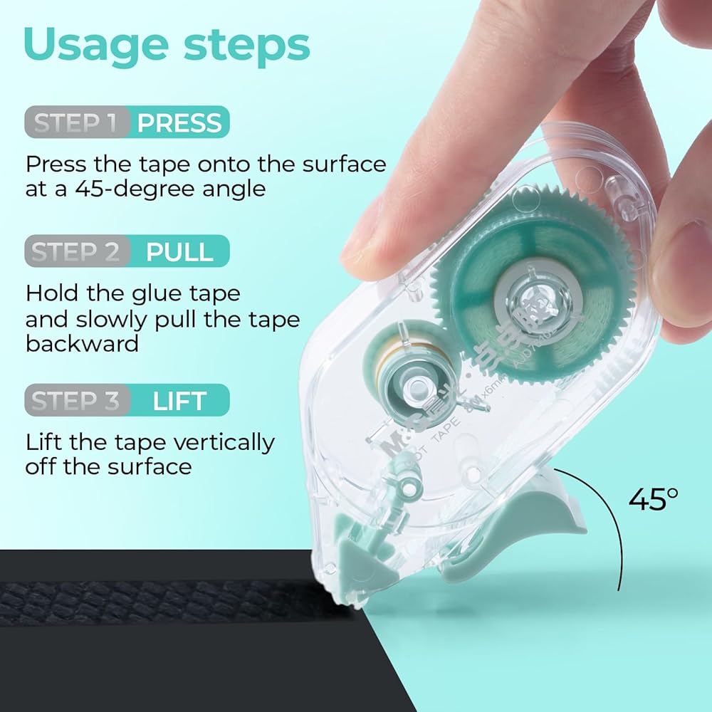 M&G 3 Pack Double Sided Tape Roller for Crafts, 0.24in x 26.25FT Adhesive Glue Runner Scrapbooking Supplies Journaling School Office Teacher Supplies for Kids and Adults view 6