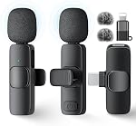 Mini Wireless Lavalier Microphone for iPhone iPad Android with Charging Case,36H Battery Life,Noise Cancellation,135ft Range,Lapel Mic Plug-Play Wireless Mic for Vlog,Interview,TikTok,Video Recording