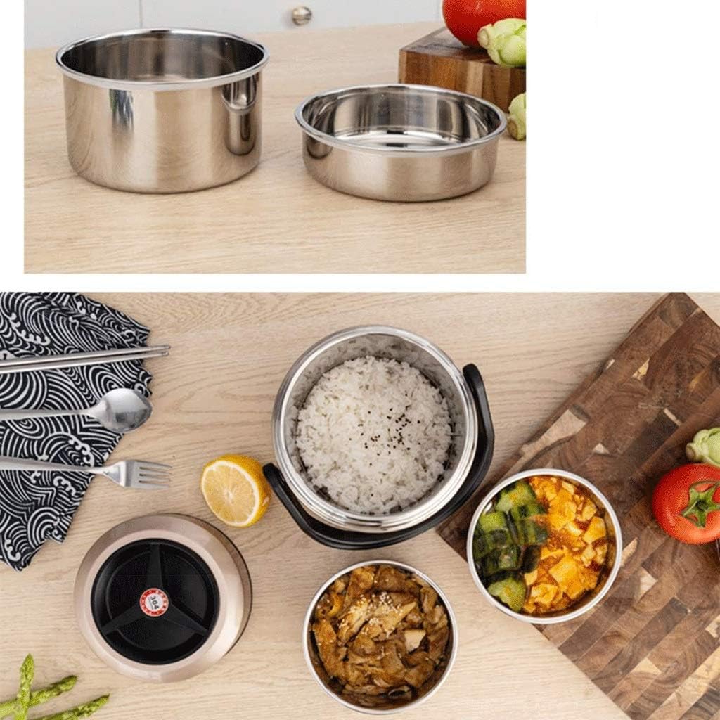 Insulation Lunch Box Soup Boxbox Insulation Barrel Large Capacity Multi-layer Lunch Box Office Worker Person Portable Soup Barrel(D,1.6L)