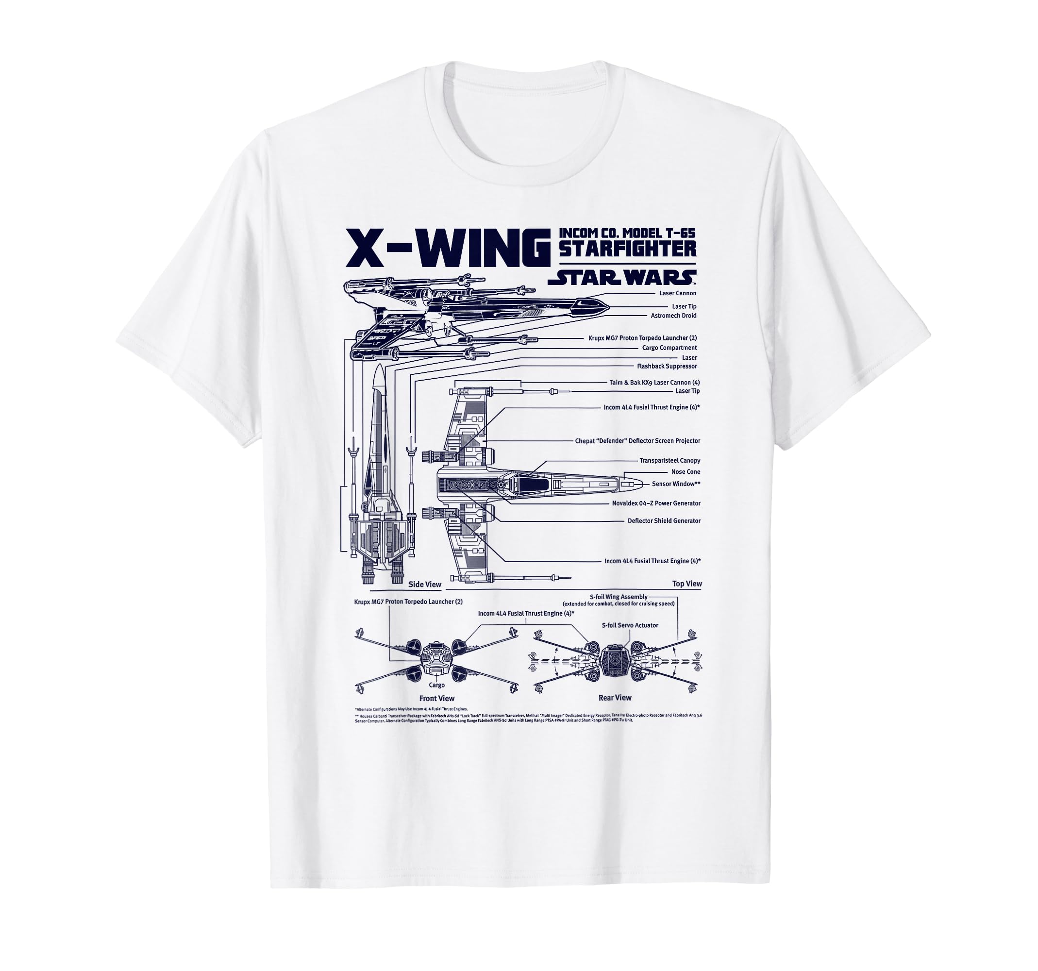 T-shirt Star Wars X-Wing haut confortable imprimé résistant au lavage