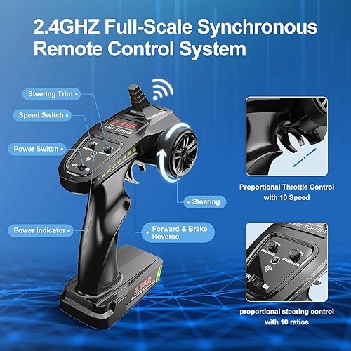 Miniatura 7 de DEERC Automóvil de control remoto 9300 de alta velocidad para niños y adultos escala 118 40 KMH 4WD camiones de juguete todoterreno de 24 GHz con 2