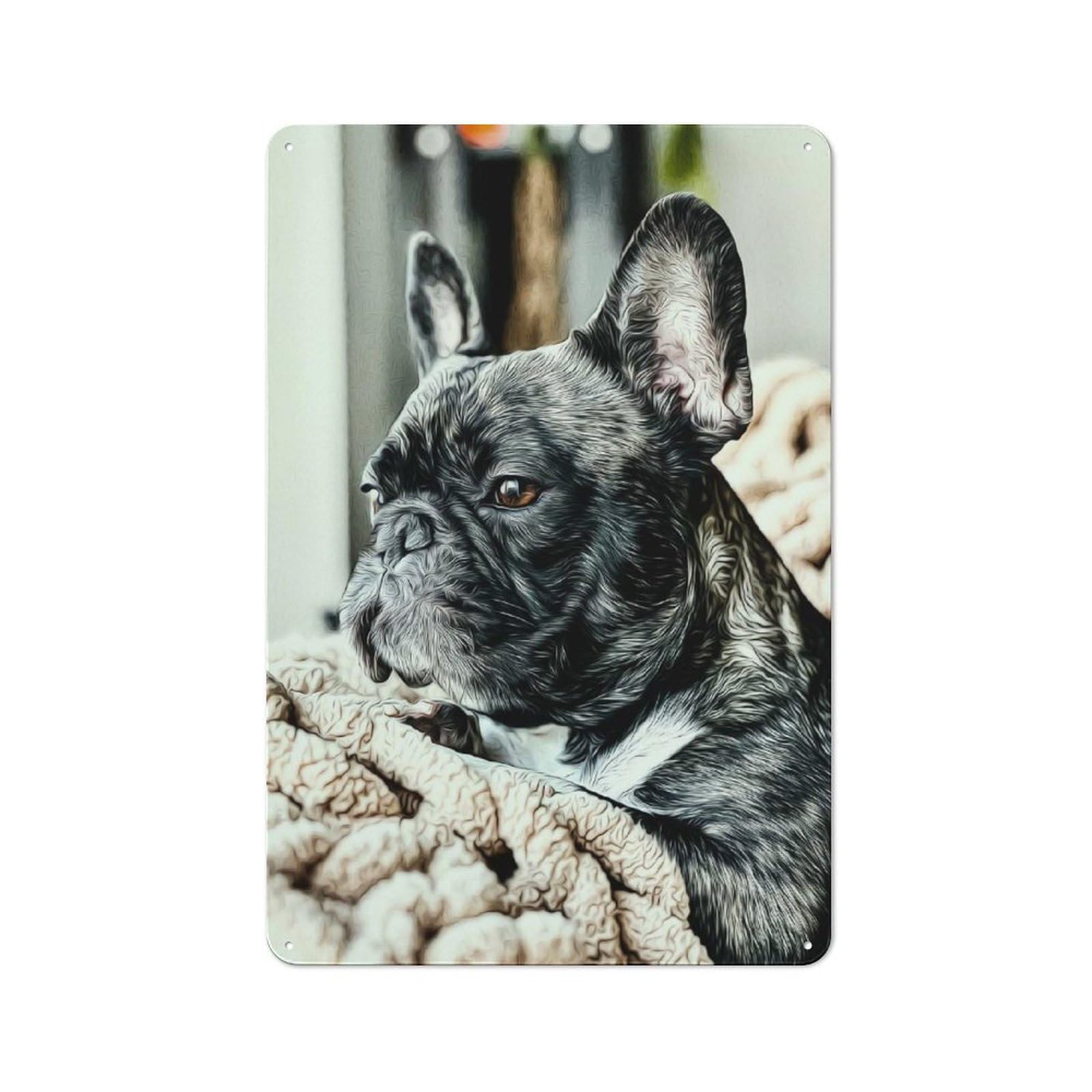 Vintage Metal Sign 30x20cm Featuring French Bulldog, Home Bar Decor for Cafe, Pub, Workshop Or Home Bar