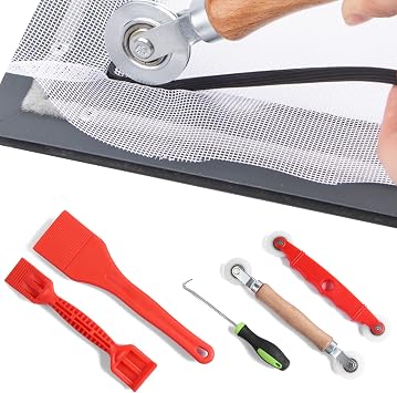 Window Glass Tool Kit, 5pcs Glazing Tools Set Screen Roller Tool Double Glazing Shovel Gasket Hook Heavy Duty Glazing Paddle Window Gap Adjustment Installation Tool
