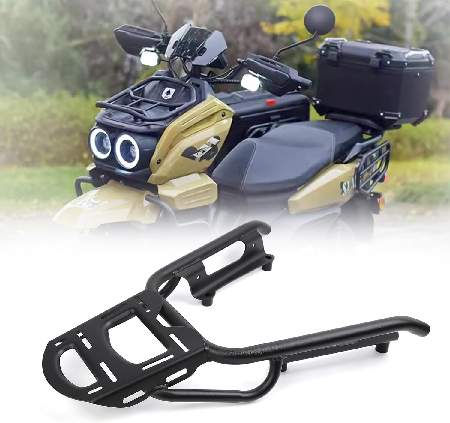 Mokuo Thickened Motorcycle Luggage Rack in Heavy Iron Material Compatible with Chinese 125CC 150CC Tank Scooter Yamaha ZUMA 2022-2023, 200KG Load Capacity