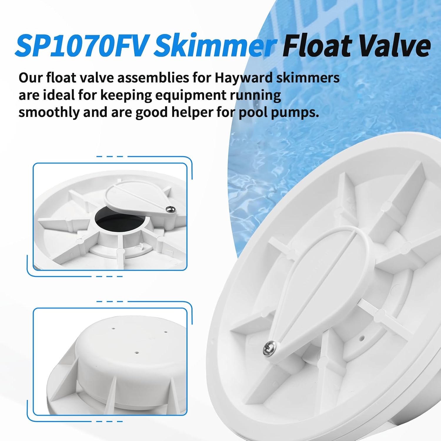 SP1070FV Pool Skimmer Float Valve Assembly for Hayward Skim Master Skimmers, Replacement in Ground Concrete Skimmers Float Valve Parts with O-Ring