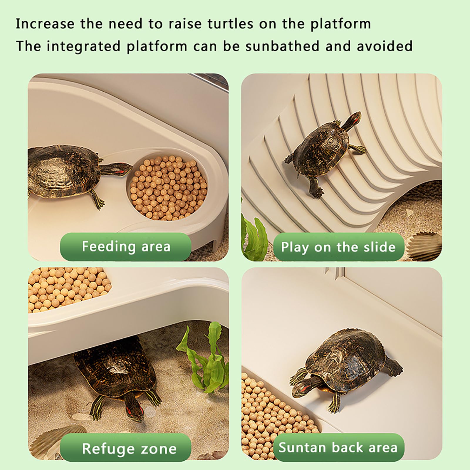 Acuario Para Tortugas Pequeñas, Kit De Inicio Para Hábitat De Tortugas Con Diseño De Separación De 3 Capas, Material De PP Ligero Y Resistente, Fácil De Cambiar El Agua, Para Tortugas Marinas