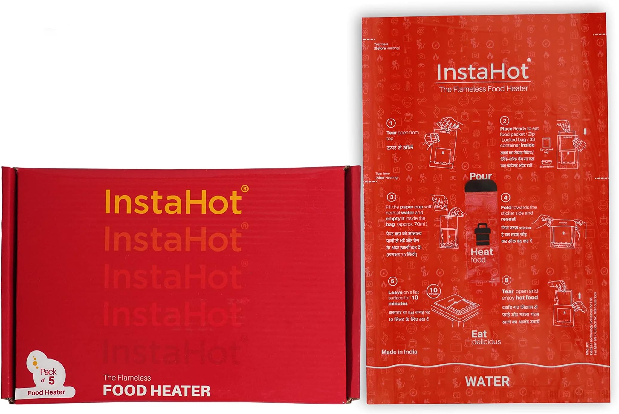 Flameless Food Heater - Pack of 5 (only Heater Pouches)