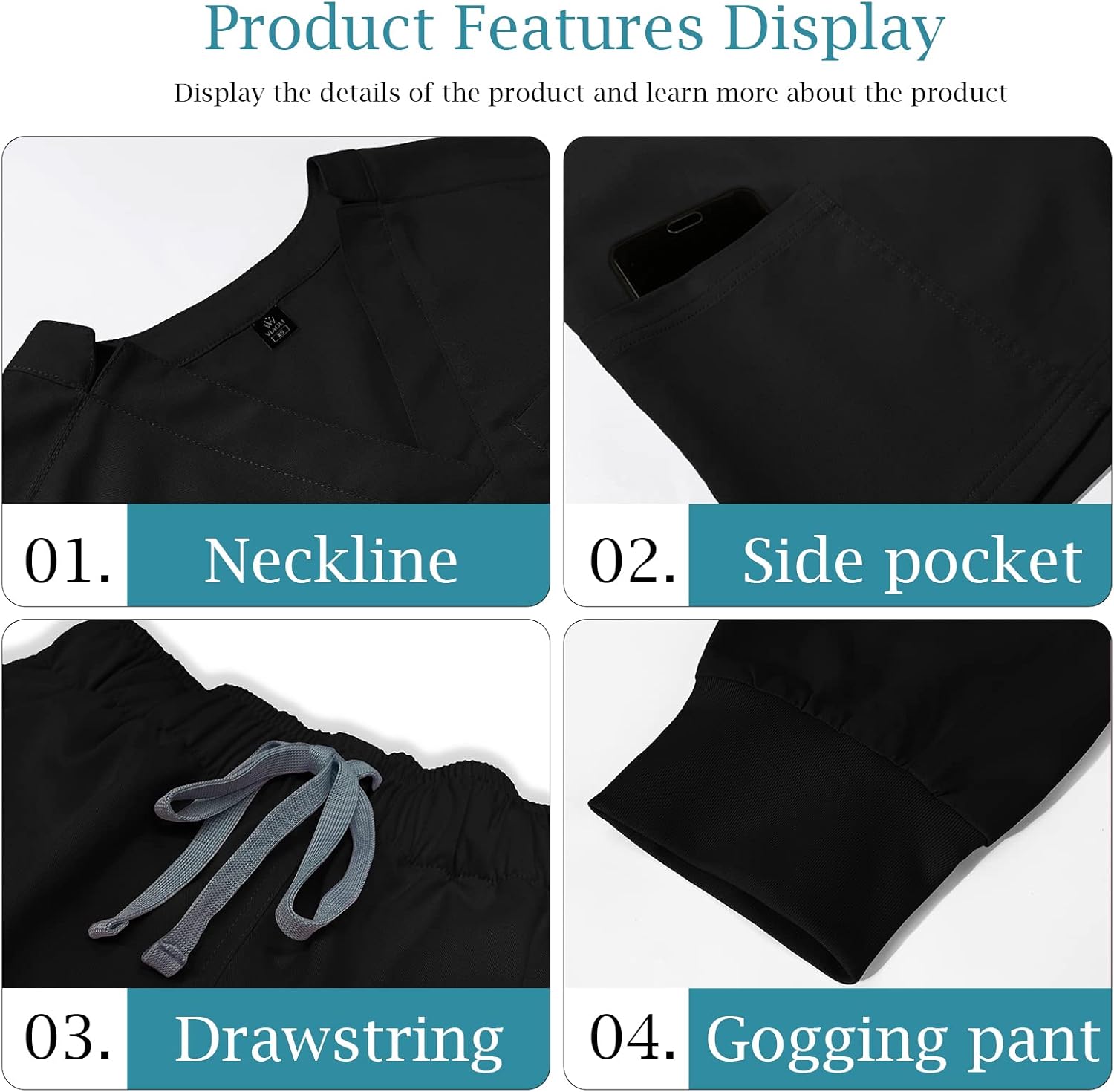 VIAOLI Scrubs for Women Set Scrub Top &Jogger Pant Workwear Clinical Modern Athletic Suit Medical Uniforms