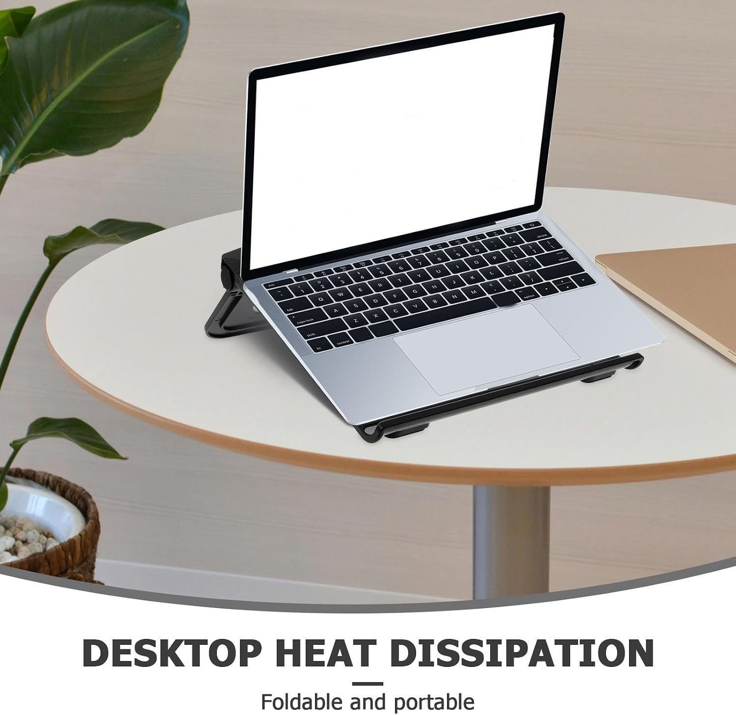 Portable Laptop and Tablet Stand Holder for Desktop Use, Foldable Gray Laptop Cooling Support Rack, Compact Storage Accessory for Office and Travel image 3