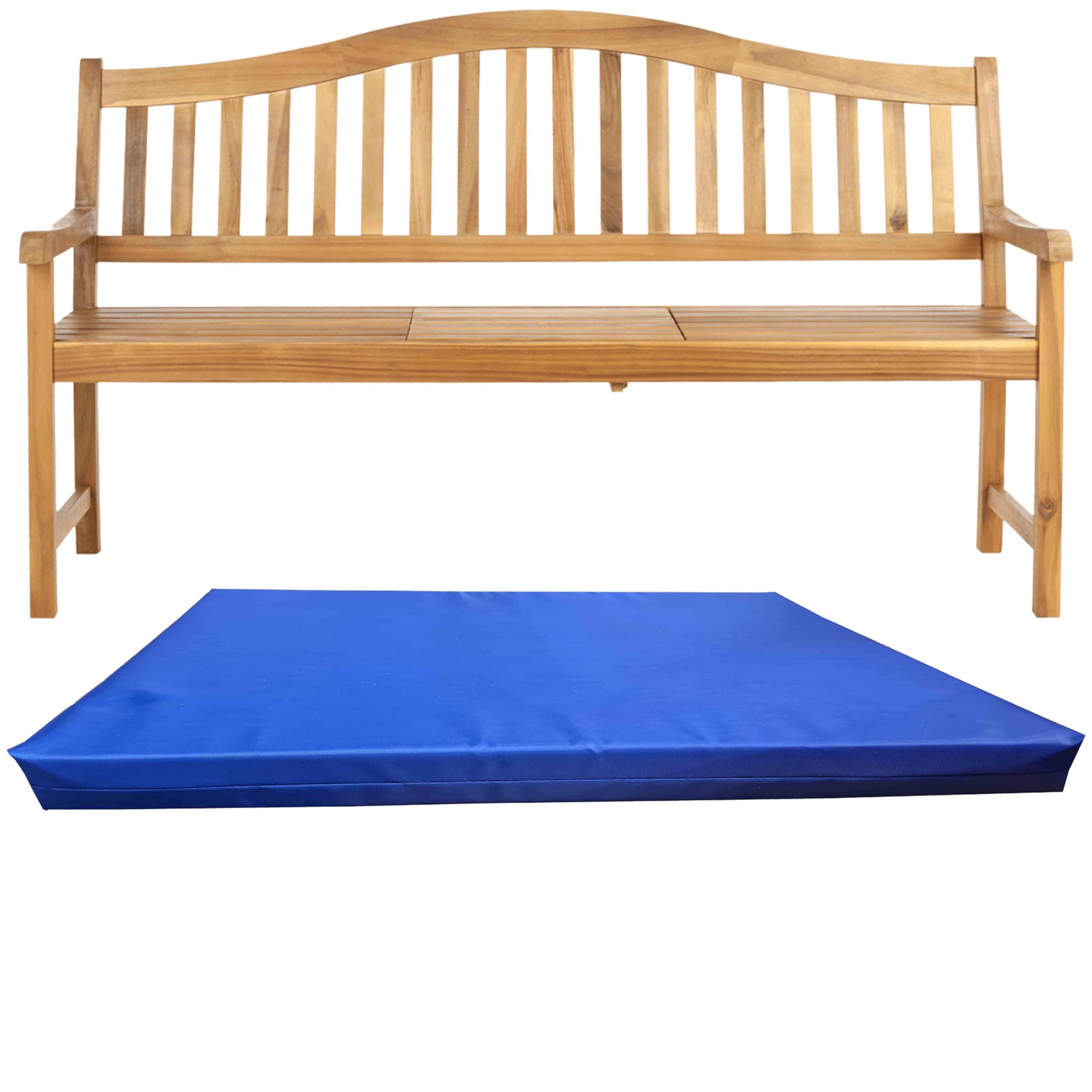 GRIZZLY FOAM Waterproof 1 2 3-Seater Indoor/Outdoor Bench Pad Seat Cushion Garden Furniture Comfortable with Removable Cover Ask for Any Customized Size (Royal Blue, 18x37x2inch 45x94x5cm)