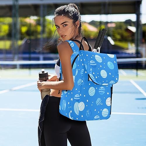 Miniatura 7 de Unisex Tennis Bag Breathable Cartoon Balls Blue Stars Multiple Tennis Badminton Racket Bag for Men Women Tennis Sport bolsa para raquetas de