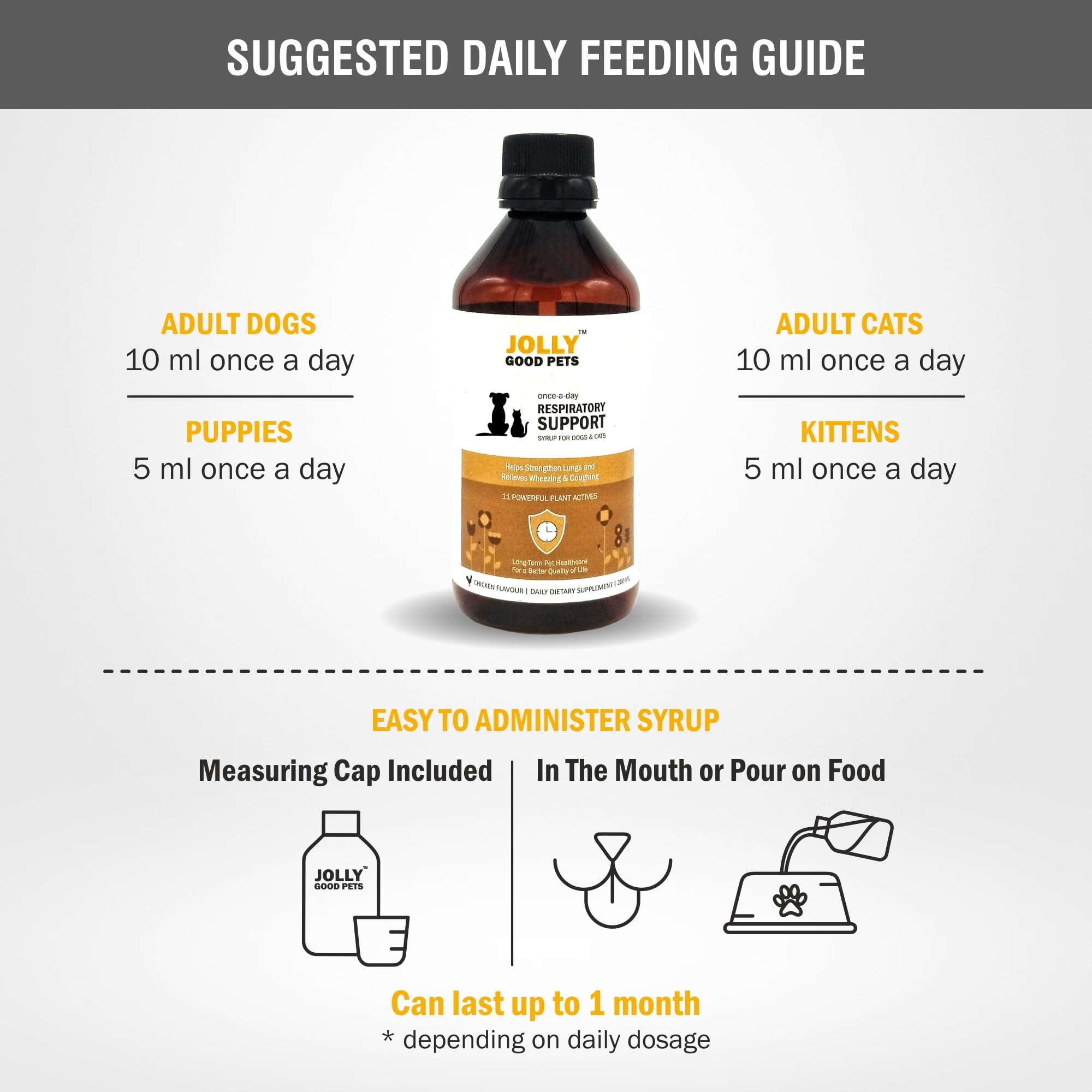 JOLLY GOOD PETS Respiratory Support Syrup Supplement (200 ml) for Dogs & Cats I Helps Maintain Healthy Breathing Conditions I 100% Plant Actives 4