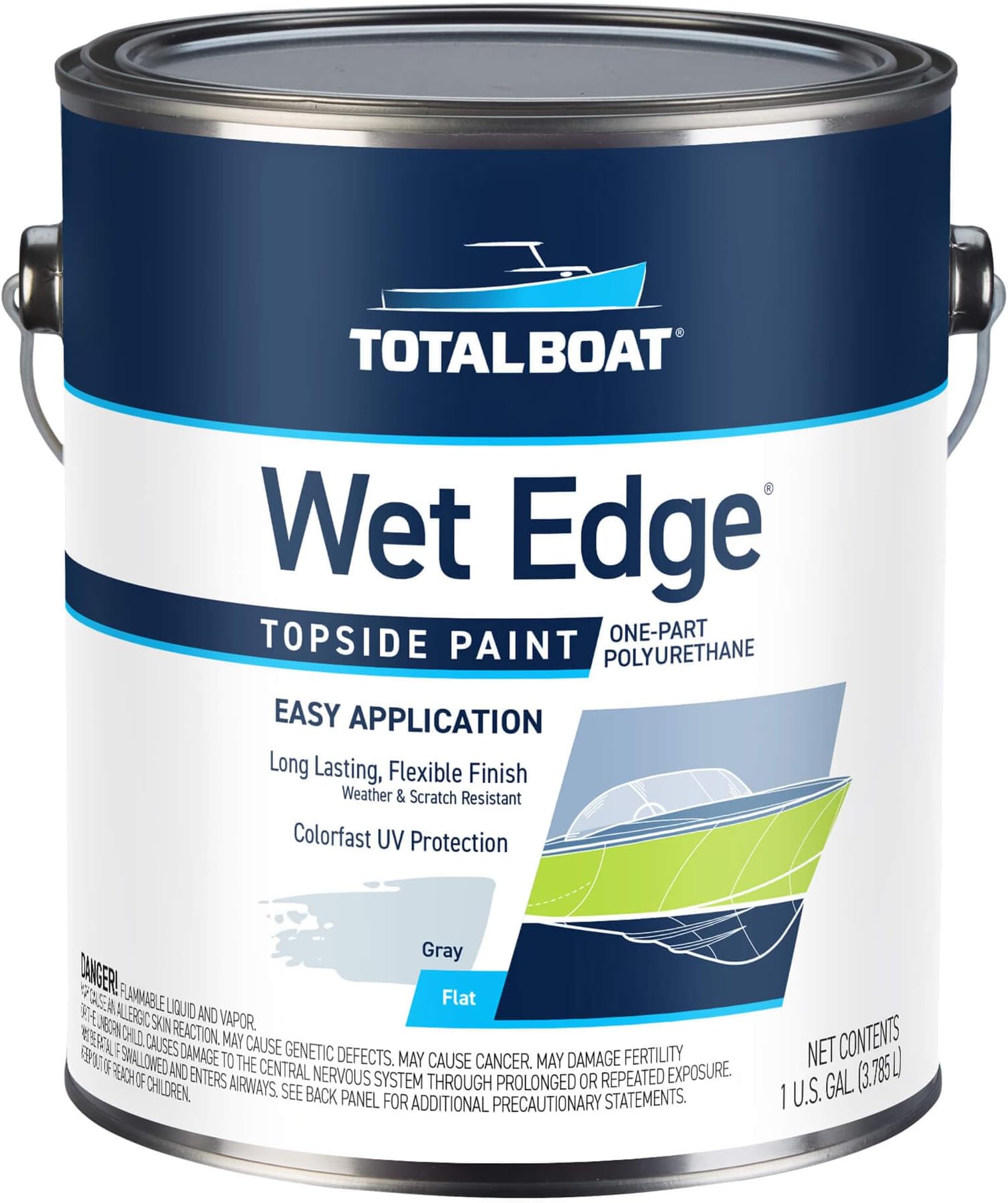 TotalBoat Wet Edge Topside Marine Paint Premium Polyurethane Coating for Boats, RVs, Exterior Trim, Fiberglass, Metal, and Wood (Flat Gray, Gallon)