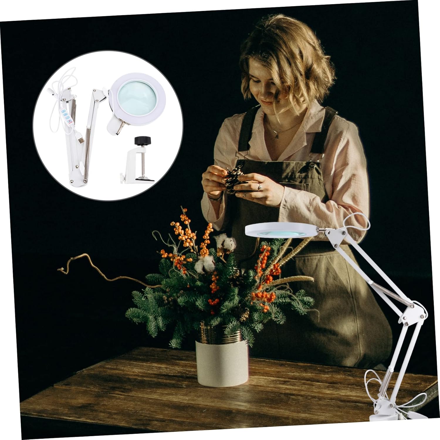 Led Magnifying Glass Table Lamp USB Desk Light Rotatable for Reading Work Crafts Welding