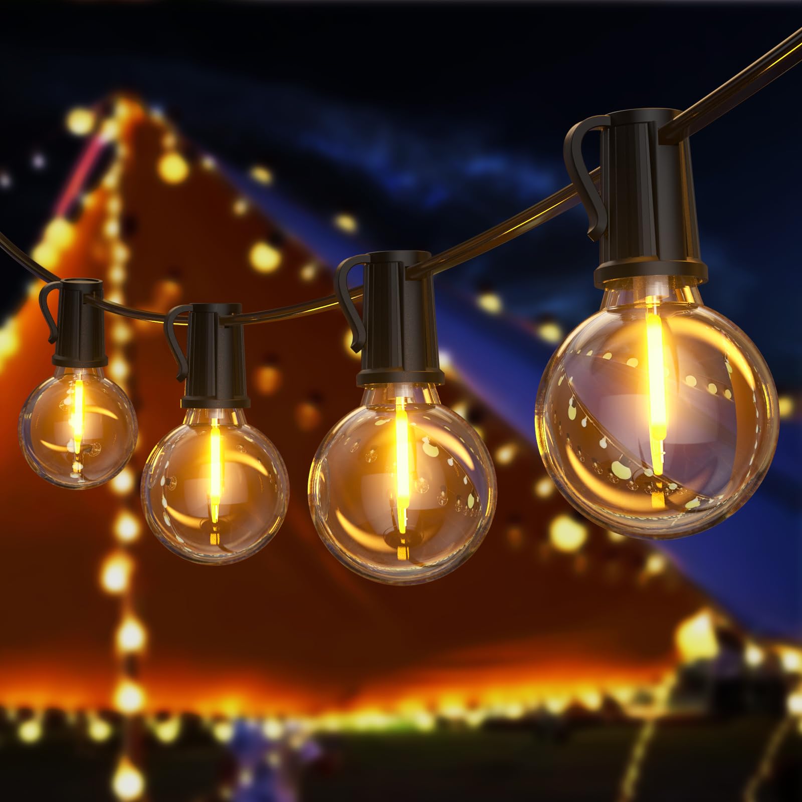 FIFlying Outdoor String Lights, 20.1M/65.9FT Outdoor Lights Mains Powered with 30+2 Shatterproof Bulbs, IP54 Waterproof Garden String Lights Festoon Lights for Garden Backyard Patio Wedding Party