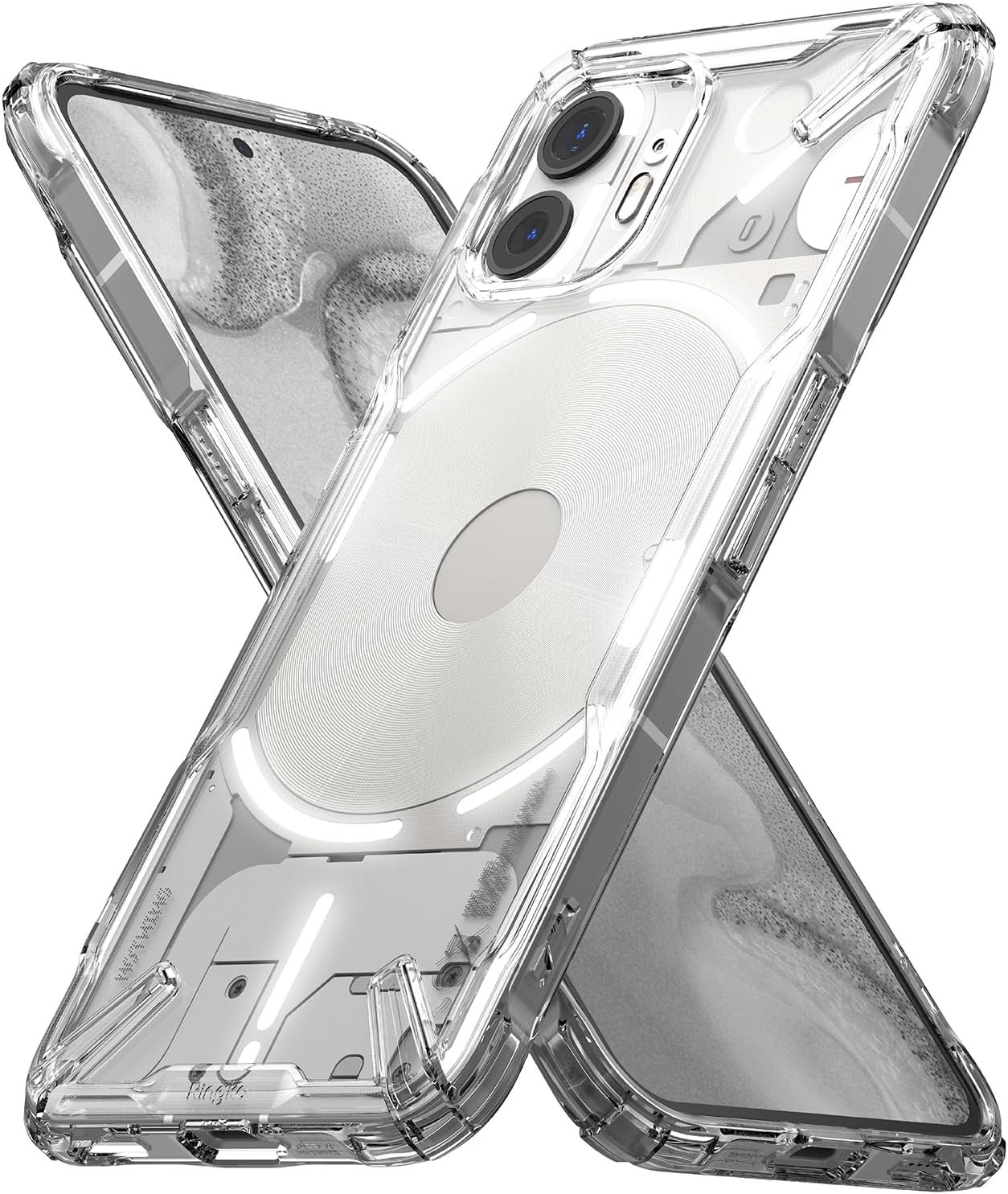 Fusion-X Compatible For Nothing Phone (2) Case Cover Transparent Hard Back Soft Flexible TPU Bumper Scratch Resistant Shockproof Protection Nothing Phone 2 Back Cover - Clear