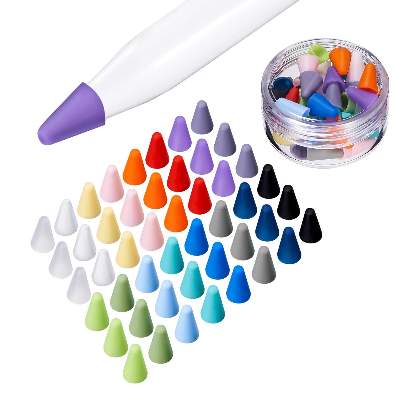 LINGXIU 16 Colors Silicone Nibs Tips Cover Compatible with Apple Pencil 1st and 2nd Generation, Silicone Nibs Caps Slim Lightweight Thin Protective Case Noiseless Drawing Fit iPad Pencil (48 Pack)-picture-19