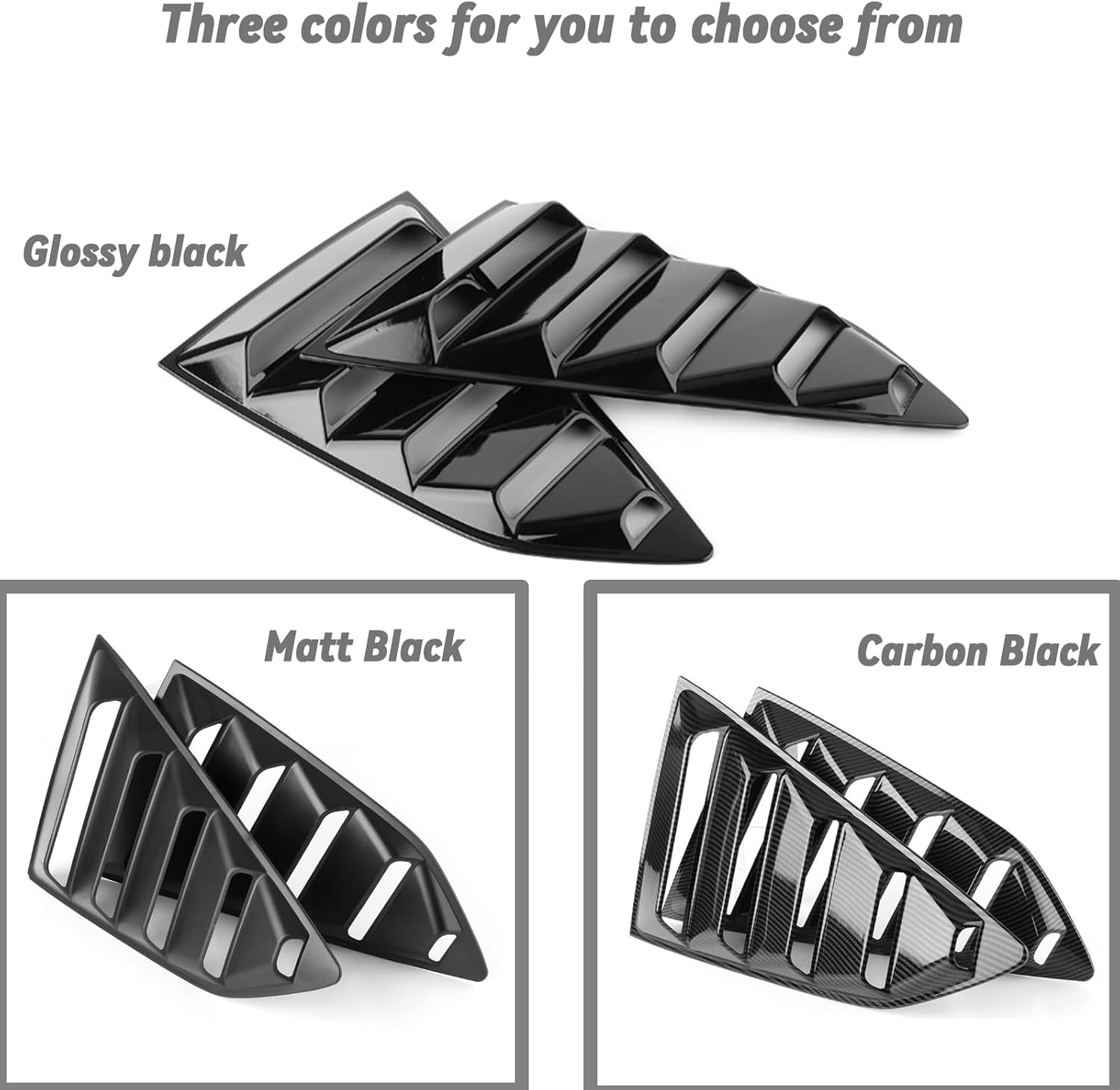Rear Side Window Louvers Compatible with Camaro 6th Gen 2016 2017 2018Sport Decoration Accessories Air Vent Scoop Louver Window Scoop Louver Cover Matte Black
