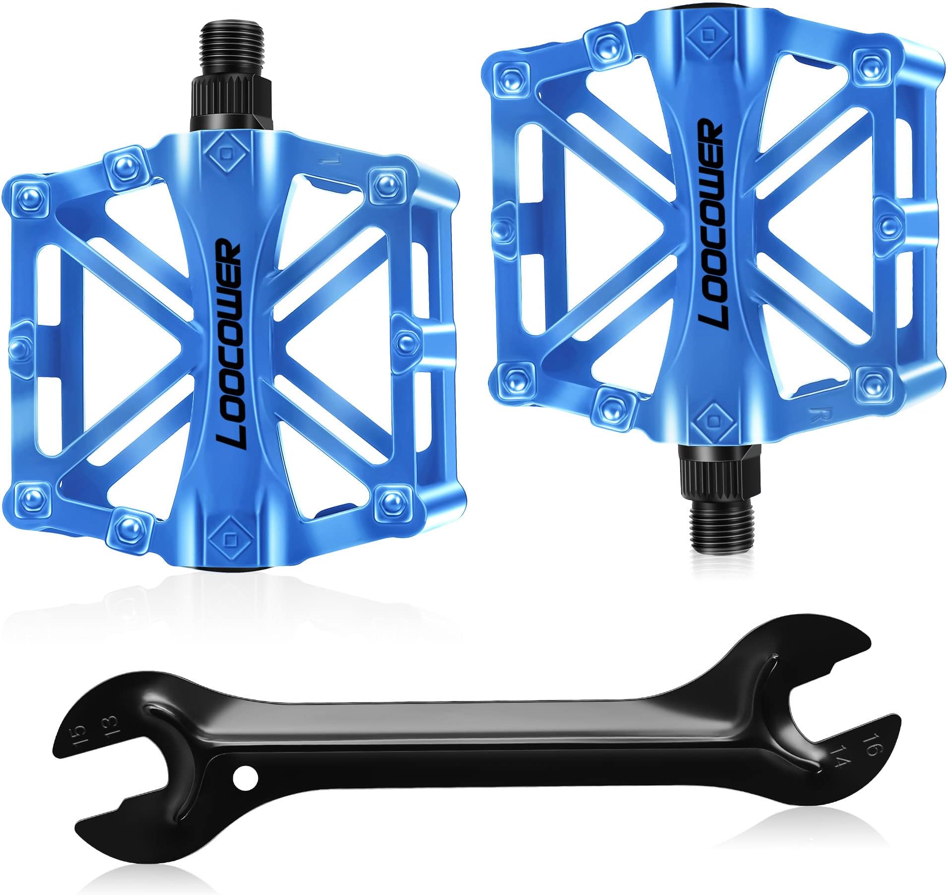 Bicycle Cycling Bike Pedals, New Aluminum Antiskid Mountain Bike Pedals Road Bike Hybrid Pedals for 9/16 inch with Free installation Tool