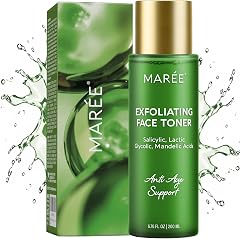 MAREE Exfoliating Toner with Salicylic Acid – AHA BHA Face Exfoliant & Pore Cleaner – BHA Liquid Exfoliant for Sebum & Dead Skin Care Remover – Face Exfoliator – Acido Salicilico Exfoliante Facial