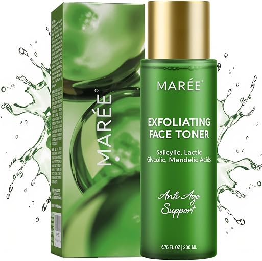 MAREE Exfoliating Toner with Salicylic Acid – AHA BHA Face Exfoliant & Pore Cleaner – BHA Liquid Exfoliant for Sebum & Dead Skin Care Remover – Face Exfoliator – Acido Salicilico Exfoliante Facial
