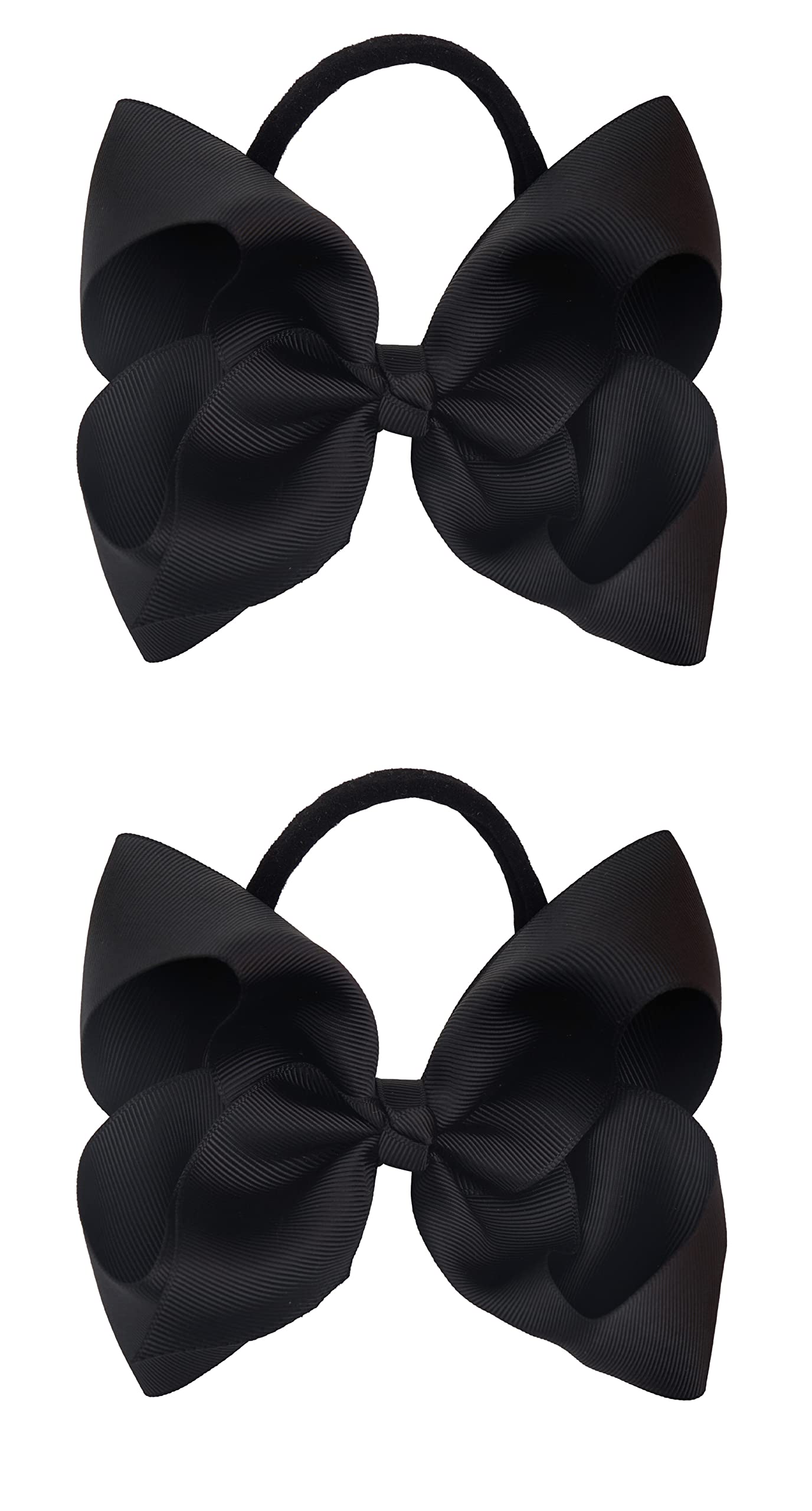 Xansema 2Pcs 6 Inches Ribbon Baby Girls Headbands Infant Elastic Hairbands Large Cheer Bow Hair Band Accessories for Child Toddlers Girls (Black)