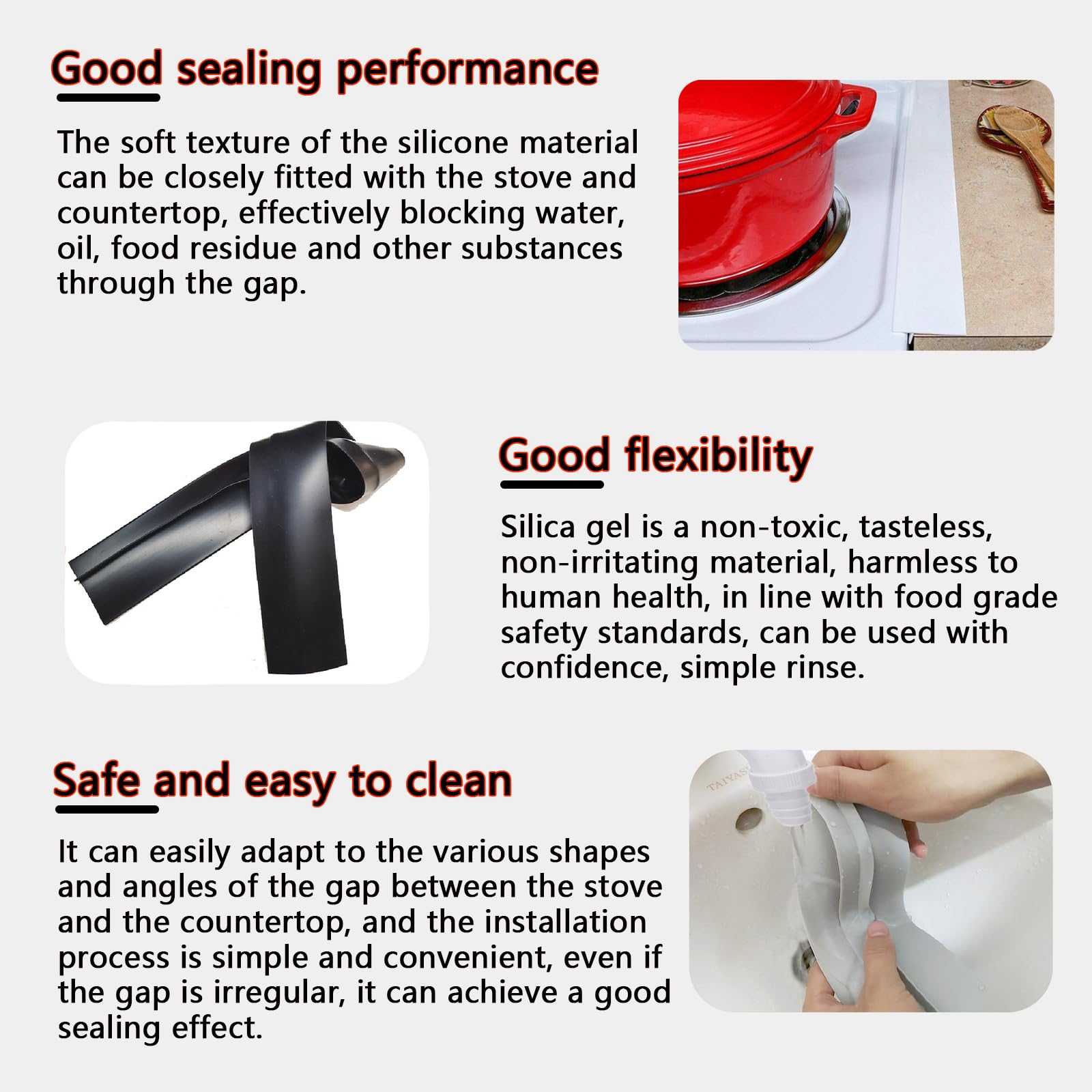 Silicone Stove Gap Covers - Keep Kitchen Clean -6