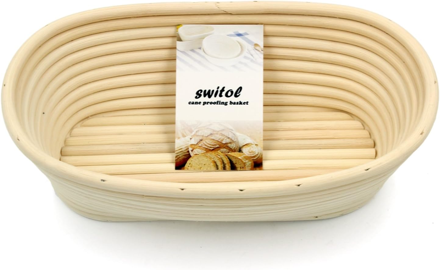 Oval Shaped Banneton Proofing Basket, Hand-Made Dough Basket Made of Cane, 10 By 6 inch