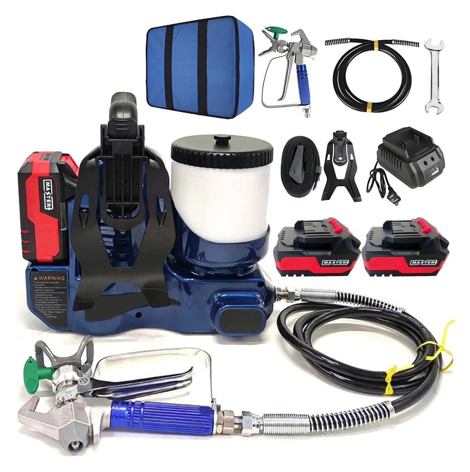 Spruzzatore di vernice airless portatile con pressione regolabile - Capacità 1,2 l, 2 batterie da 21 V, pressione 12,5 MPa, portata 2 l/min