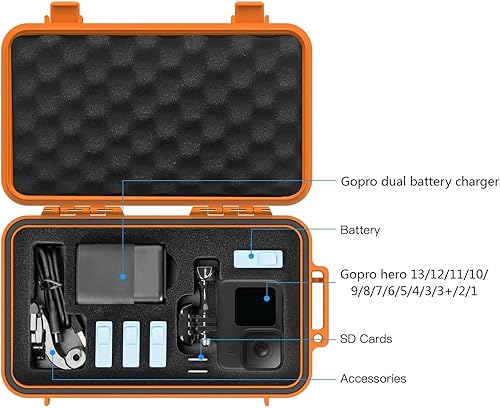 Miniatura 2 de Smatree Funda rígida impermeable compatible con Gopro Hero 111098765Hero 2018 DJI Osmo Action, portátil, golpes, duradera (amarillo) (cámara y