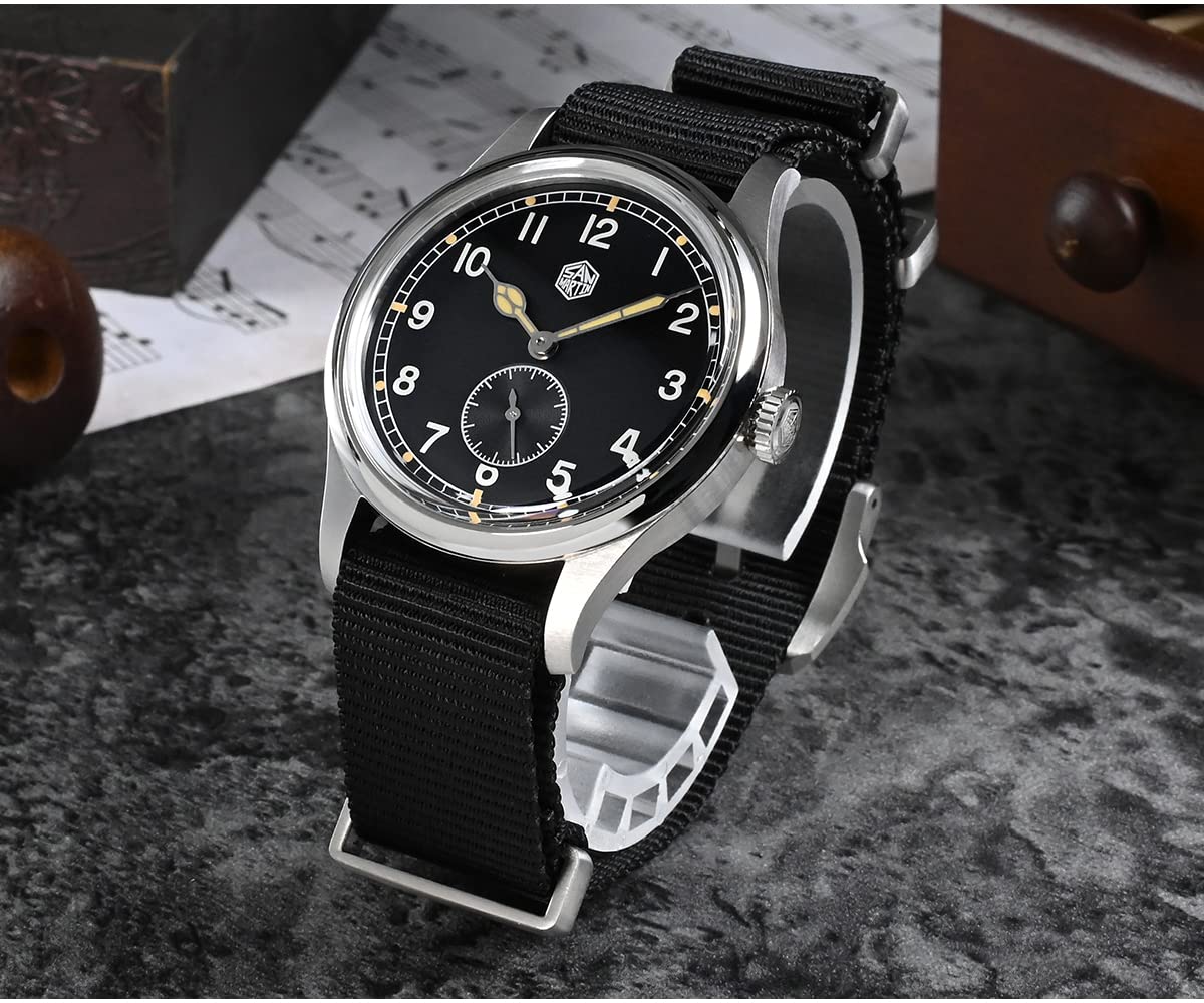 San Martin 36mm SN0105G reloj piloto de cuarzo 6004 movimiento simple estilo de moda acero inoxidable hombres reloj de pulsera correa de nylon