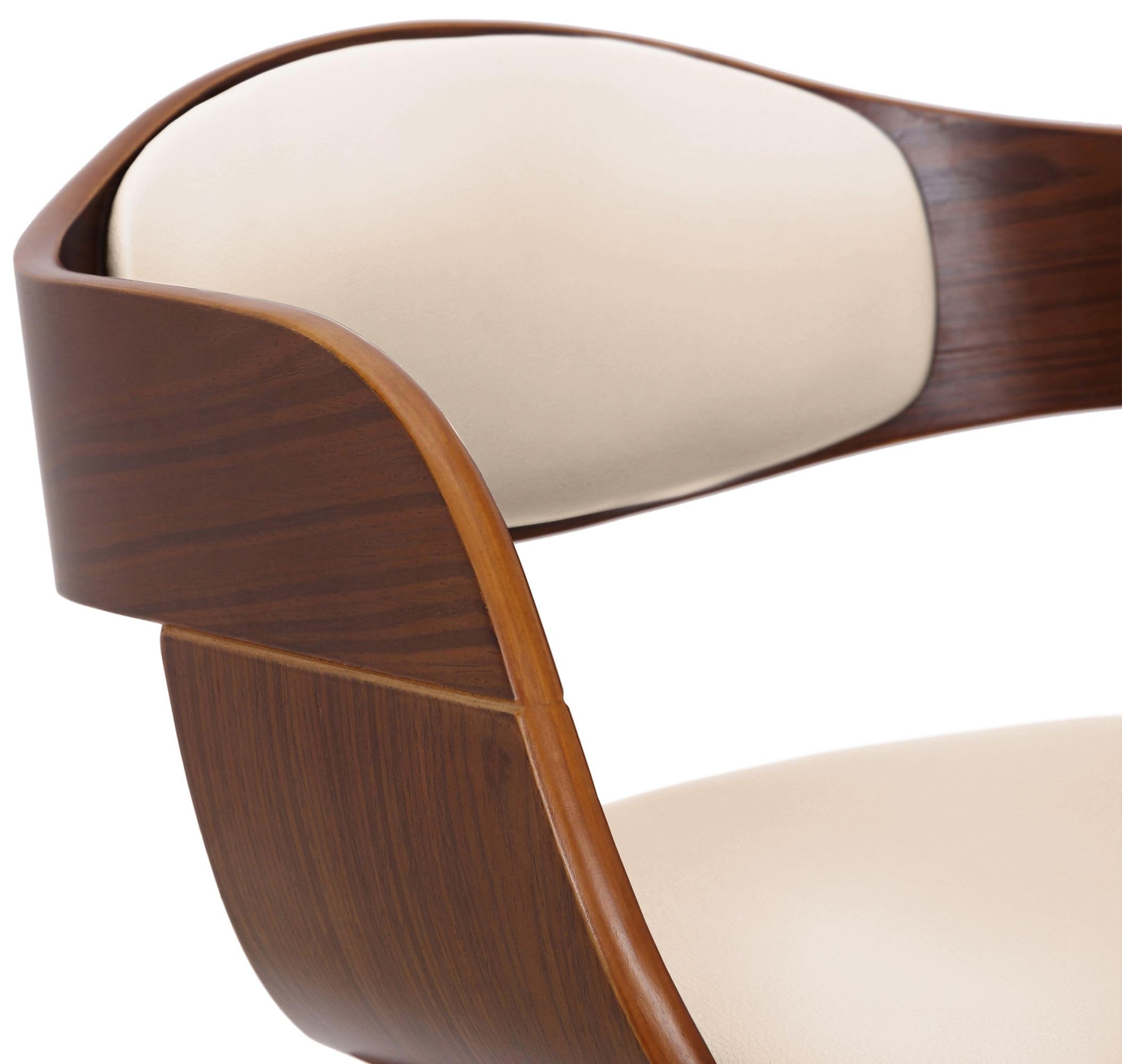 CLP Silla De Visita Kingston En Símil Cuero I Silla De Madera con Respaldo Semi-Curvado I Butaca De Salón En Estilo Escandinavo, Color:Nuez/Crema