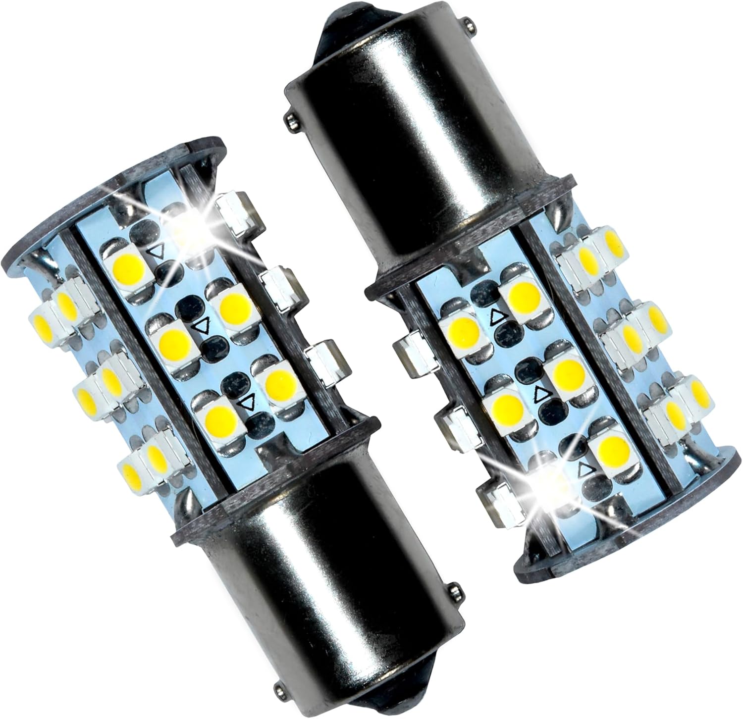 HQRP 2-Pack BA15s Bayonet Base 30 LEDs SMD 3528 LED Bulb Warm White Compatible with #1141#1156 Jayco RV Interior/Porch Lights Replacement