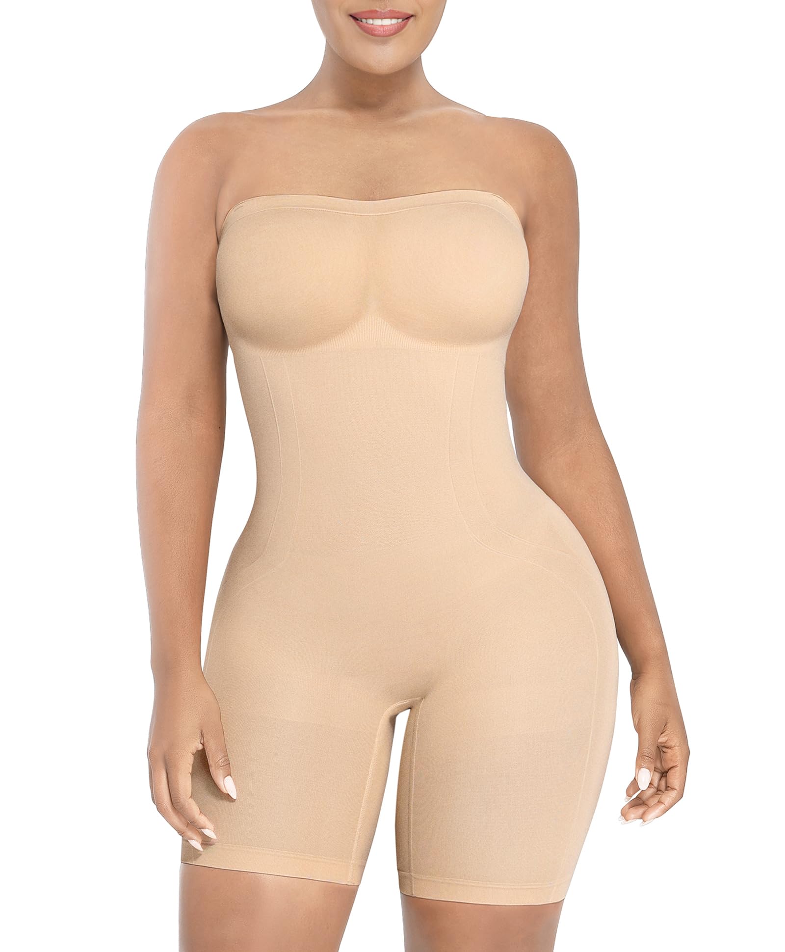 Photo 1 of SHAPELLX Strapless Shapewear Slip for Women Under Dress Full Slips Dress Tummy Control Camisole Body Shaper Seamless (Beige,XL-XXL)