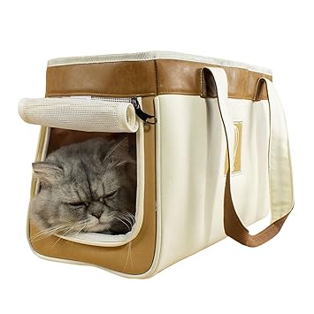 Homgeel Pet Carrier for Cats Canvas Totes with Mesh Window Zipper Travel Bags