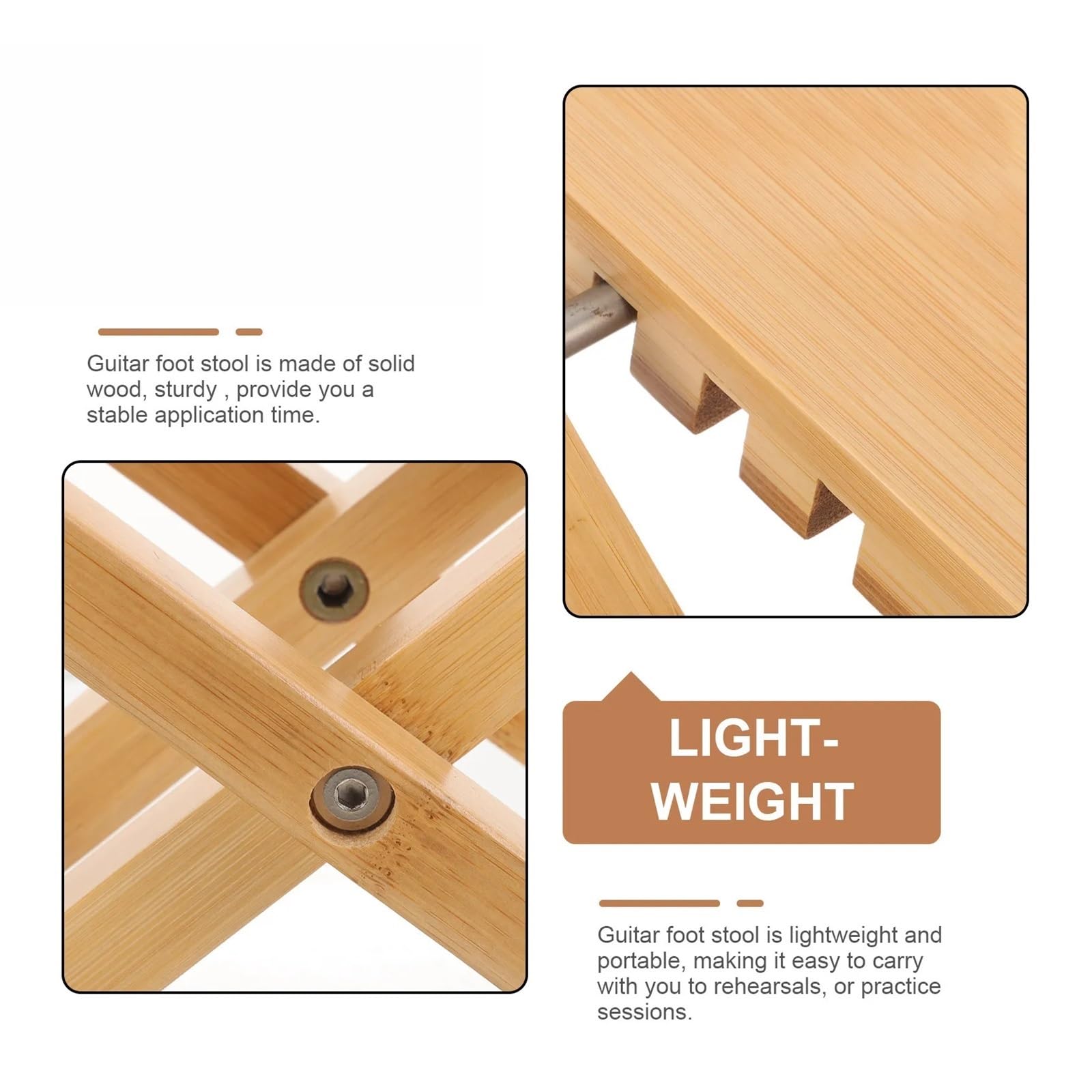 Fußstütze For Klassische Gitarre Aus Massivem Holz | Verstellbare Fußstütze aus massivem Holz for klassische Gitarrenübungen