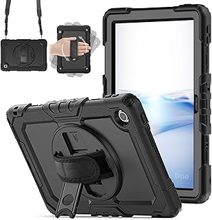 「内蔵スクリーンプロテクター」Doo LAVIE Tab Lite 10.1インチ ケース 2025年モデル LAVIE PC-TL103KAL用 ケース 耐衝撃 360°回転スタンド ハンドストラップ 持ち運び可能なカバー 三層構造 頑丈 傷つけ防止 防塵 全面保護 LAVIE Tab Lite TL103KAL 10.1型 タブレットケース(ブラック)