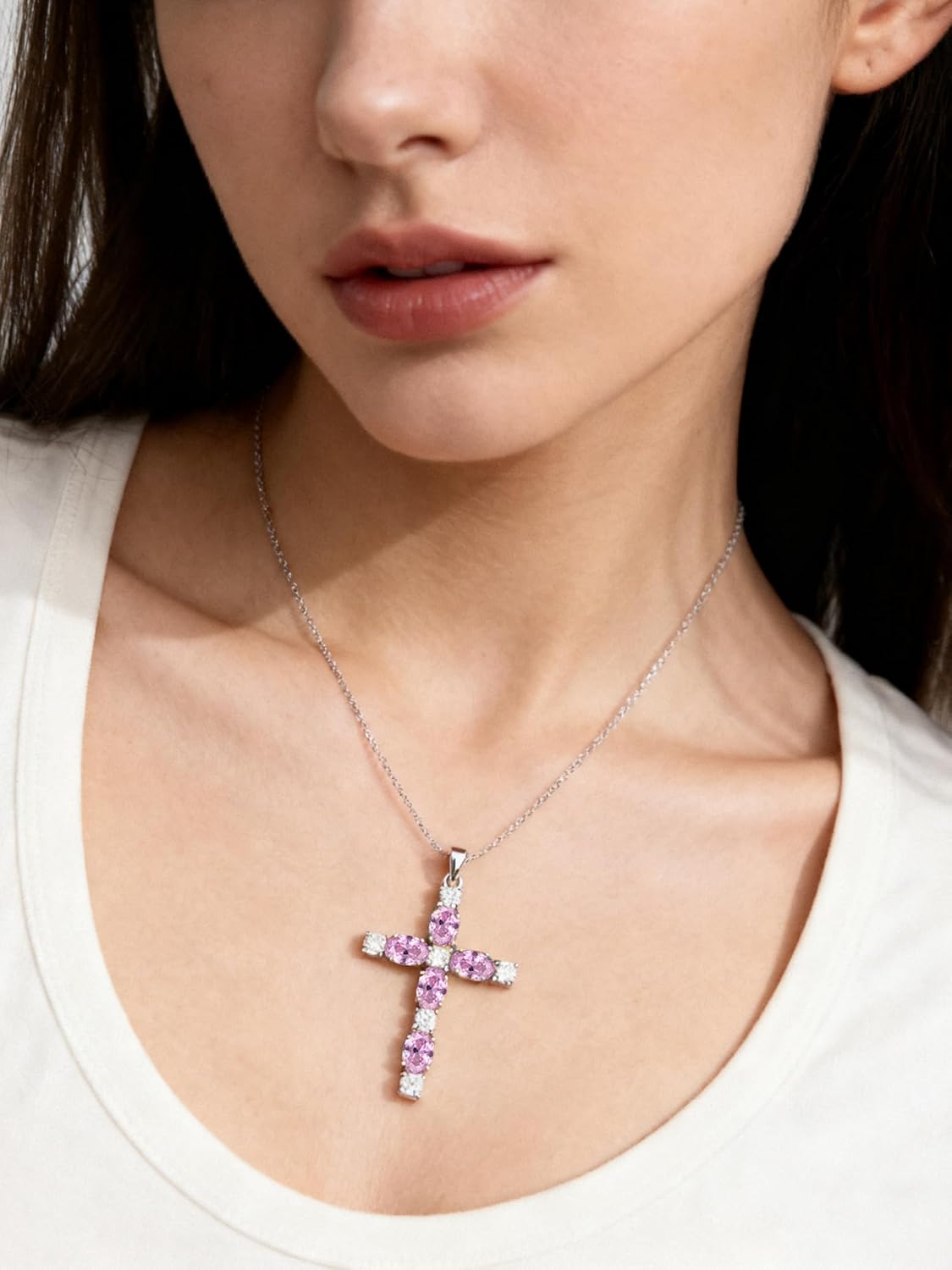 STARCHENIE Cross Necklace for Women 925 Sterling Silver Crucifix Pendant Necklaces Birthstone Jewelry Religious Gift for Her - Image 3